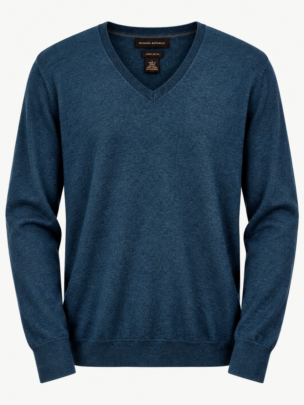 Banana Republic Luxury Blend Silk Cashmere V-Neck Sweater Teal Blue Men's Large